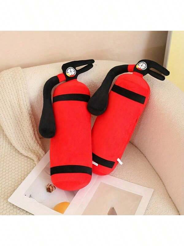 1pc Unique Design Fire Extinguisher Shaped Throw Pillow - Decorative Novelty Cushion For Office Napping, Home Living Room Sofa, Bed - Zippered, Machine Washable