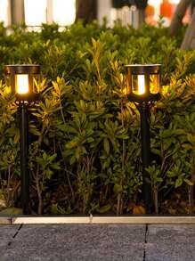 2pcs Solar Powered Flame Landscape Lights, Outdoor Waterproof LED Path Lights For Yard, Garden, Villa Decoration, Solar Charging, Energy Saving