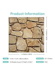 COMMOMY 1 件/10 件/20 件 3D 人造石剥离粘贴墙板，客厅 3D 墙贴，厨房、浴室、家居装饰自粘防溅板瓷砖