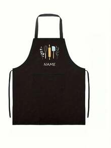 1pc Personalized Custom Chef Black Apron,Family Apron,Baking Apron,Housewife Apron,Hairdresser Beauty Salon Cosmetologist Cosmetology School Barber Gift Custom,Unique,Personalized Ideal Gifts For Him Her,Boyfriend,Girlfriend,Dad,Mom,Family,Friends For Anniversaries,For Valentine's Day,For Mother's Day,For Birthdays,For Children's Day,For Father's Day,For Graduation,For Weddings,For Christmas,For Housewarming