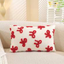 1 件可爱提花蝴蝶结图案柔软毛绒装饰枕套（仅枕套，无枕芯）