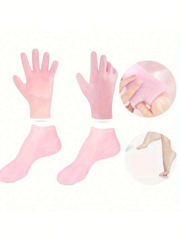 1 Paar Silikon-Handschuhe, 1 Paar Silikon-Socken, Ärmel für Abgestorbene Hautentferner, Peeling, Feuchtigkeitspflege und Pflege für empfindliche Haut, Silikon-Gel-Socken, Handschuhe und Modellierungsset für Hände und Füße, geeignet für trockene und rissige Füße und Hände, perfekt als Muttertagsgeschenk, Geschenk für meine Mutter