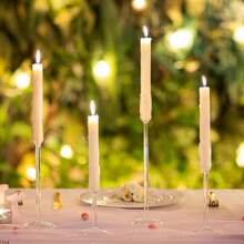 [INS Luxury] 4pcs Glass Candle Holders Set | Thick Lead-Free Shatterproof Glass | European Style Decorative Accessory | Suitable For Valentine's Day, Christmas, Birthday, Wedding, Home, Restaurant