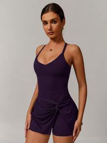 MASKERT Spring And Summer Women's Dresses, Women's Sportswear, Fitness Clothes, Yoga Clothes, Tennis Clothes, High Elasticity, Skin Friendly, Comfortable, Breathable, Home Leisure - Màu tím - Xem 5