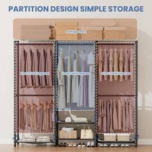 Closet Organizer Metal Garment Rack Portable Clothes Hanger Freestanding Closet Wardrobe 77"Wx 18"D X 77"H - Black - View 6