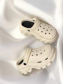 New Spring/Summer Unisex High Heel Thick Bottom Anti-Skid Wear-Resistant Lightweight Soft Comfortable Breathable Slippers, Adjustable Heel Pad, Indoor Outdoor Beach Garden Casual Fashion Sandals - White - View 5