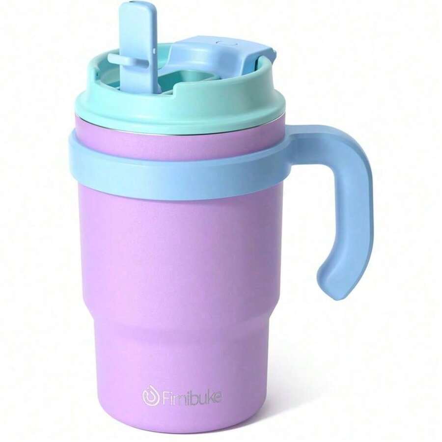 Fimibuke Insulated Tumbler With Handle & Straw - 16oz Leak Proof Tumbler With Sip/Swig 2-In-1 Lid,  18/8 Stainless Steel Water Bottle Drinking Cups Travel Mugs.-TLL