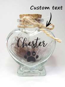 1 pièce Bocal commémoratif personnalisé avec les poils d'animal de compagnie, bouteille en forme de cœur commémorant un animal de compagnie chien ou chat. Urne commémorative personnalisée. Urne commémorative multifonctionnelle pour cheveux d'animal de compagnie, pour anniversaire, remise de diplôme, pour elle, petit-ami, papa, petite-amie, maman, famille, amis, salle de thé, maison, jardin, bureau, anniversaires, Saint-Valentin, Fête des mères, anniversaires, Fête des pères, remise de diplôme, mariages, pendaison de crémaillère, rafraîchissement de la maison