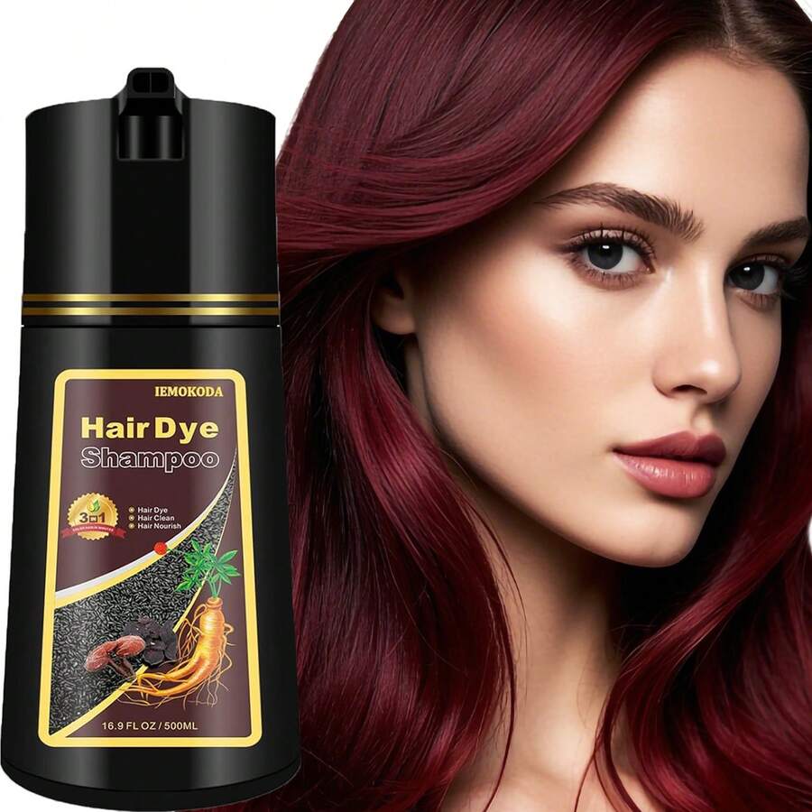 FVQUHVO Color Shampoo Hair Dye 3-IN-1 For Women For All Types Of Hair, Blonde Brown Instant Hair Dye Shampoo 12 Colors Available, Find Your Hair Color Shades, Dark Blonde Hair Care Gifts For Mom Cover 99.99% Gray, 16.9 Fl.Oz. - Dark Wine Red - 查看 1