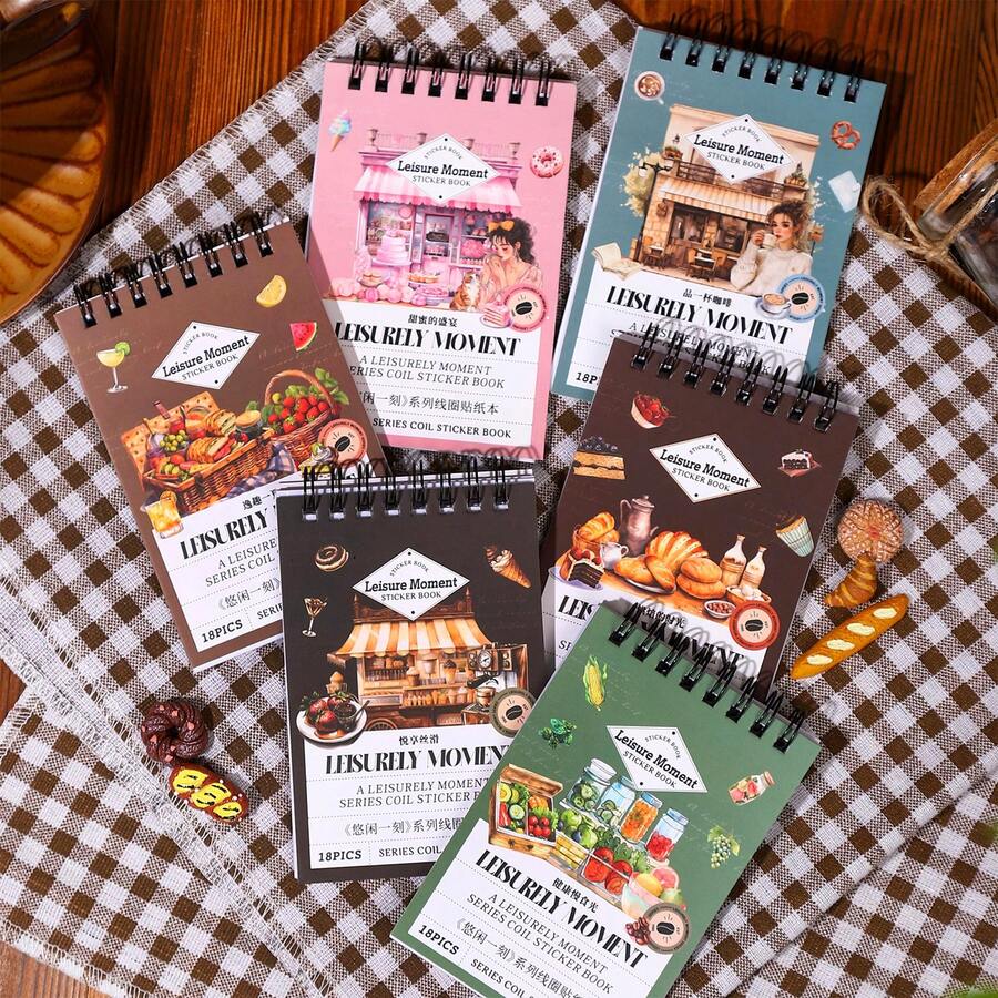 18 coli/Cărți cu stickere, Seria Leisurely Moment, Autocolante cu tematică retro casual pentru copt, Rechizite pentru albume, Caiete decorative, Rame foto, Huse de telefon, Pahare de apă, Reviste de gunoi, Cutii de papetărie, Autocolante personalizate DIY, Rechizite școlare, Înapoi la școală - Multicolor - Vizualizare 1