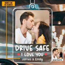 7 Style - Custom Photo Acrylic Car Ornament - Drive Safe, I Love You - Personalized Couple Photo Accessory - Gifts For Husband - Valentine's Day Decor, Artwork Wall Painting For Gift, Bathroom