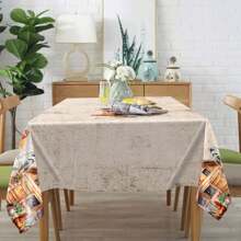 1pc Watercolor Chicken Nest Tablecloth - Polyester Fiber, Rectangular, Farmhouse Chicken Nest Design For Spring/Summer, Suitable For Home Kitchen Table, Dining, Picnic Decor