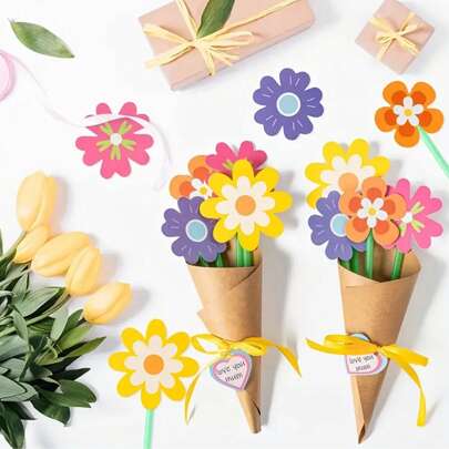 39pcs DIY Flower Bouquet Kit - Paper Flower Bouquet, Mother's Day Gift, Mother's Day Flower Craft, Make Your Own Bouquet, Teacher Appreciation, DIY Th