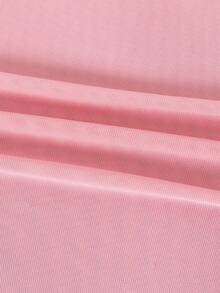 3pcs Pink Sexy Bikini Set With Mesh Maxi Dress, Women's Halter Cutout Swimwear With Metal Circle Ring, Padded Tummy Control Swimwear For Beach, Pool, Holiday