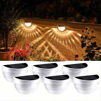 2/4/6 Packs Solar Fence Lights, Solar Deck Lights, Solar Wall Lights, Solar Wall Mount Outdoor Waterproof Fence Lamp, Witte LED-lamp, Verlichting voor tuin, huis, terras, tuin, garage, camping, trap cadeau voor verjaardag, Halloween, kerstfeestdecoratie (wit - wit licht)