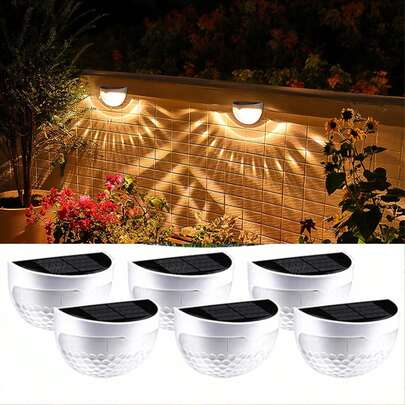 2/4/6 Packs Solar Fence Lights, Solar Deck Lights, Solar Wall Lights, Solar Wall Mount Outdoor Waterproof Fence Lamp, White LED Lamp, Lighting For Garden, Home, Patio, Yard, Garage, Camping, Step Stair Gift For Birthday, Halloween, Christmas Party Decoration (White - White Light)