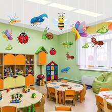 18 Piezas Decoraciones de vuelta al colegio Recortes de tablón de anuncios de insectos Pequeños acentos de tarjeta con tema de insectos Decoración de aula de verano Mariposa Abeja para suministros de fiesta de la escuela de primera infancia del maestro y del estudiante