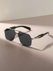 1 pièce Lunettes plates métalliques sans monture pour hommes, style mode punk , convient pour les affaires, les trajets domicile-travail, les vacances à la plage l'été, les activités en extérieur et les voyages