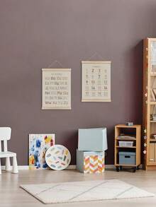 2pcs-Alphanumeric Poster Hanger 2 Pieces Set, Kindergarten Wall Decoration, ABC Banner Poster Wall Art With Wooden Frame, Alphabet Banner Wall Hanging Decoration Toddler Playroom Nursery.. - Wood Color - View 8