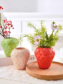 1 件迷你可愛草莓形花瓶,三種顏色(紅色、粉紅色、綠色)可選,手繪裝飾樹脂花瓶,適合家居、餐廳餐桌裝飾和水耕植物 - 彩色 - 查看 2