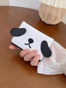 1pc Women's Fashion Compact Wallet INS Style Tri-Fold Coin Purse With Cute Dog Cartoon Design Slim & Short For Women Wallet Mini Wallet Purse Wallet Small Wallet Cute Wallet Wallet Wallet - Black and White - View 1