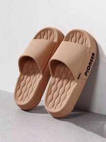 男士 EVA 厚底拖鞋，夏季室内浴室淋浴户外柔软防滑凉鞋 - 卡其色 - 查看 1