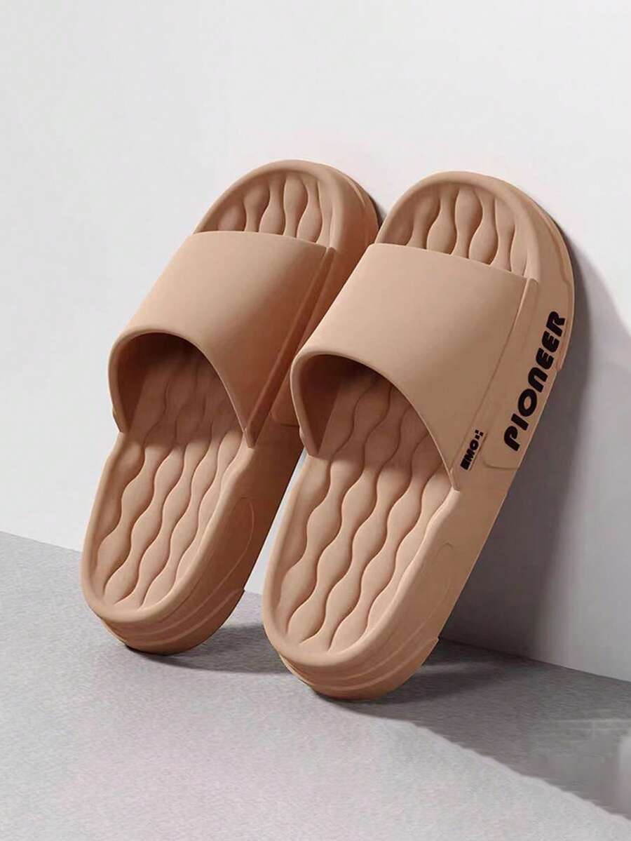男士 EVA 厚底拖鞋，夏季室内浴室淋浴户外柔软防滑凉鞋 - 卡其色 - 查看 1