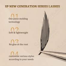 Lashine 10 Reihen D-Locken 0,05 mm Dicke synthetische Nerz Manga Anime Comic Spirale Wimpern 8-15 mm Mischlänge Federform Falsche Wimpern Comic Spirale Wimpernverlängerung Vorgefertigte Fächer Natürliche Kaschmir Manga Falsche Wimpern - D - Übersicht 8