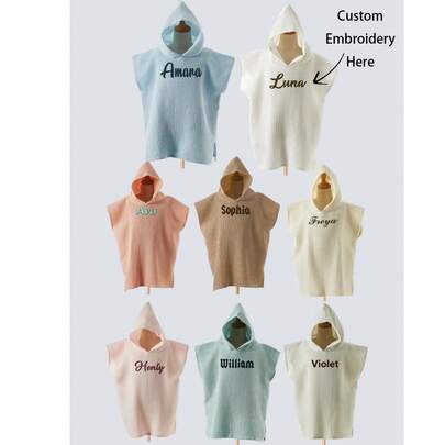 Personalized Toddler Hooded Towel Cape (1-3 Years) | Custom Name Embroidery | Soft Waffle Weave | Quick-Dry Swim & Bath Cover | Daycare Essential