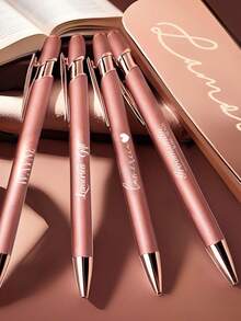 Personalized Luxurious Soft Touch Rose Gold/Black Pen Box Set. Customizable Metal Ballpoint Pen With Box Set With Stylus, Smooth Writing Metal Ballpoint Pen With Engraved Text, Suitable For Mother's Day, Birthday, Teacher's Day, Christmas, Halloween Gifts,New Job, Office Supplies - Multicolor - View 5