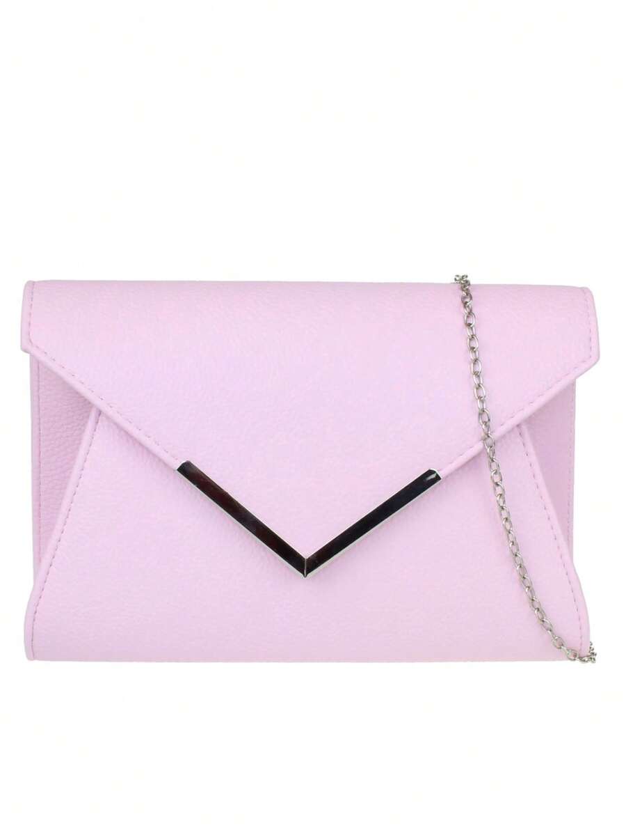 Girly Handbags Womens Faux Leather Metallic Envelope Clutch Bag