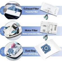 Vacuum Bags For Miele GN Vacuum Cleaner, Compatible With Miele GN 3D Airclean Efficiency Dusting Bags Classic C1 Complete C2 C3, S800, S2000, S5000 And S8000 Series, Bags+ Filters - White - View 4