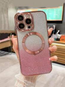 1 pezzo Custodia magnetica per telefono alla moda con carica senza fili a gradiente glitterata, copertura completa, comoda, compatibile con Galaxy S21 Ultra 5G, 16 Pro Max, Spark Go 2024, Infinix Smart 8, Edge 30, Redmi Note 14 Pro+ 5G, Honor 50, impermeabile, antiurto, anti-graffio, adatta per uomo/donna - Rosa - Visualizzare 1