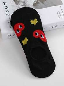 2/4/6 Pairs Summer Cute Girl Fruit & Animal Print Thin Breathable Non-Slip Invisible Socks (Random Delivery)
