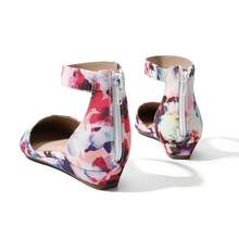 Women Flats Ankle Strap Pointed Toe 1-Inch Low Wedge Heel Flats Fashion Classic Dress Shoes Floral For Wedding Daily Commute - 彩色 - 查看 4