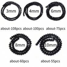 1pc Black Ceramic Faceted Abacus Crystal Spacer Beads, 3/4/6/8/10mm, Fashion Versatile All-Match Handmade DIY Jewelry Making Bracelet Necklace, Suitable For Funky Jewelry, Phone Chain, Keychain