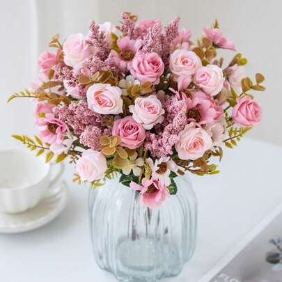 1/3PCS 人造花-丝绸雏菊、玫瑰、假植物、家居、餐厅、客厅、户外花园装饰、母亲节礼物、生日礼物、毕业季礼物、婚礼季、插花艺术、摄影道具、秋季、春季、花瓶、花墙、花环、新娘花束、婚礼装饰、DIY 花环材料、生日派对装饰材料、家居装饰配件、情人节。