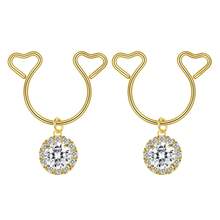 1Pair Heart Fake Nipple Ring With Dangle Stainless Steel Non-Piercing Nipple Rings Clip On Nipplerings Faux Body Piercing Jewelry For Women Men