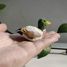 手工制作的木制绿头鸭雕像 - 男性和女性，彩绘动物雕塑，家居装饰，艺术收藏，完美的情人节或周年纪念礼物 - 彩色 - 查看 5