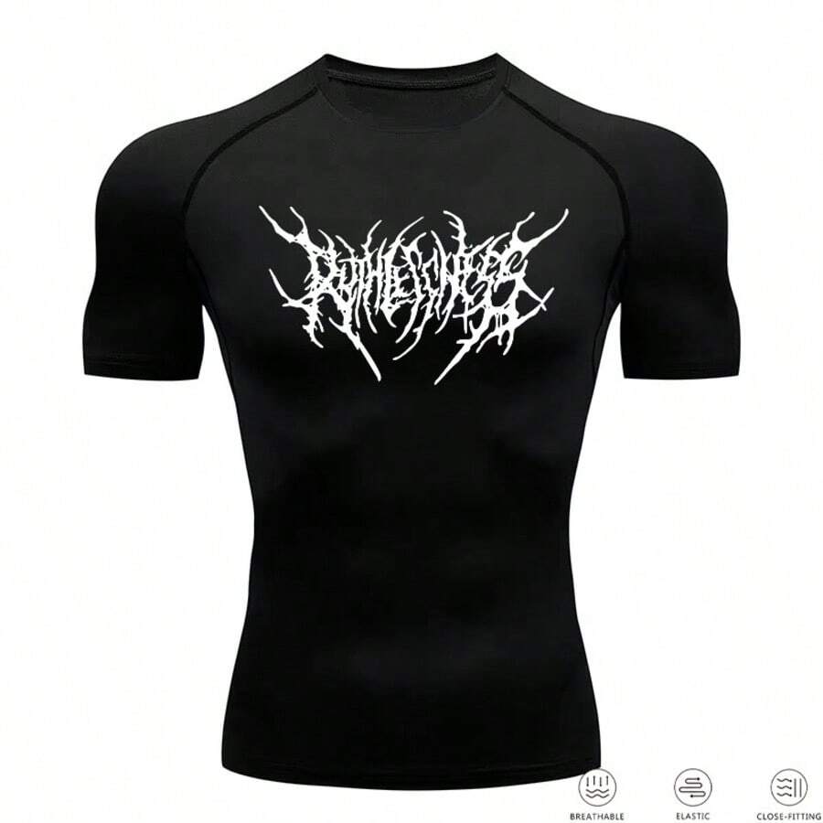 Compression T-Shirt Gym Fitness Crossfit Cross Gothic Style Fashion Unique Stylish - màu đen - Xem 1