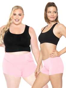 STRETCH IS COMFORT Women's And Plus Size Nylon Booty Shorts | Small - 3X - Light Pink - View 3