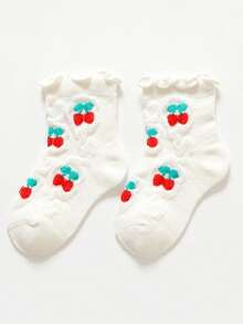 1 Pair Kids Cartoon Fruit Pattern Breathable Mesh Socks, Suitable For Boys And Girls To Wear In Spring And Summer - Multicolor - View 19