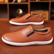 Men's Casual Loafers Comfort Wide Toe Soft Daily Walking Sneakers Classic Slip On Shoes - Light Brown - View 3