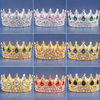 1PC Gold Color Crystal Tiaras And Crowns For Women Rhinestone Crown Tiara Bridal Wedding Hair Accessories Jewelry Gift