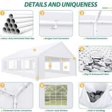 tooluck 20x30 Party Tent Heavy Duty, Galvanized Wedding Tent, Event Shelter Tent For Parties, Large Outdoor Gazebo With Removable Sidewall & Built-In Sandbag, Carpas Para Fiestas, Waterproof, White