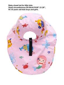 1pc Cartoon Unicorn/Mermaid/Dinosaur Pattern Kids Large Brim Shawl Bucket Hat, Boys Girls Sun Hat For Spring Summer Autumn Outdoor Travel Beach, UV Ion - Nhiều màu - Xem 4