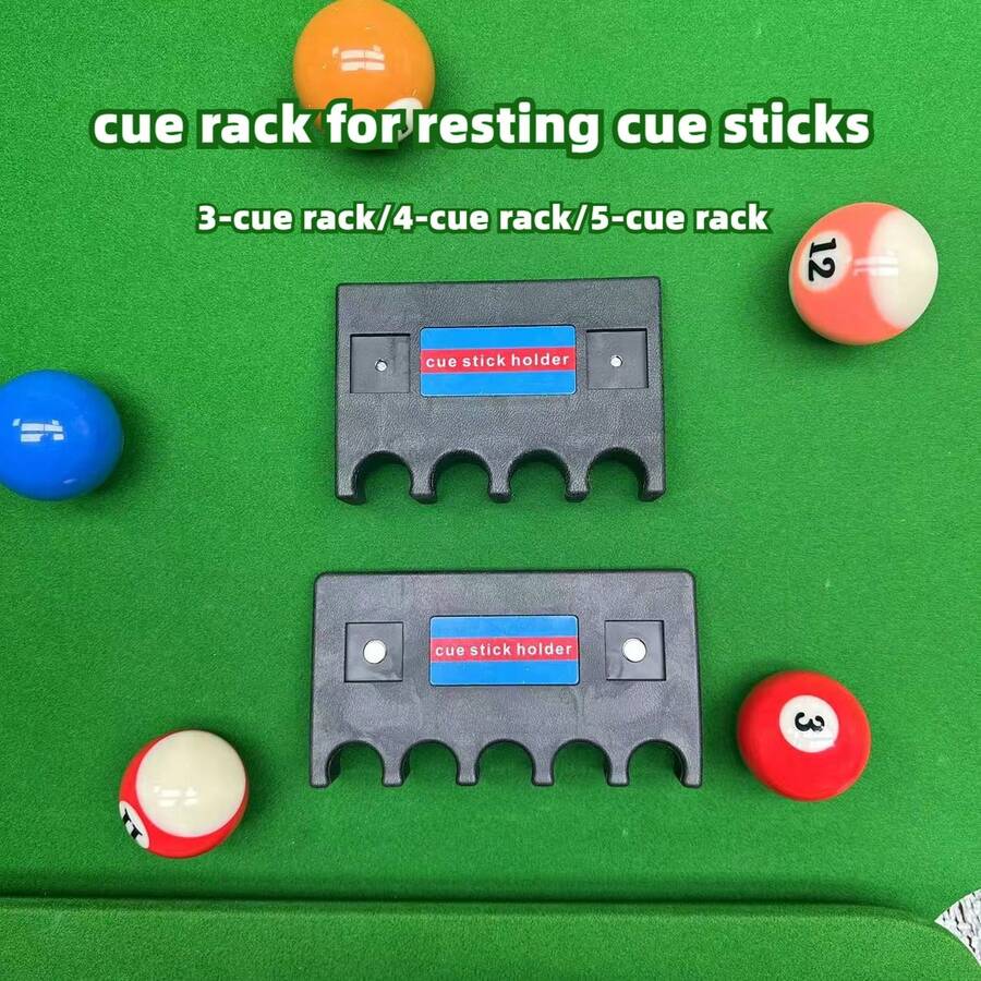 1 Pc Cue Rack For Resting Cue Sticks, A Must-Have Billiard Accessory, Available In 3-Cue, 4-Cue, And 5-Cue Rack Sizes. An Essential Item For Billiard Enthusiasts And Pool Halls. A Perfect Holiday Gift. - Black - View 1