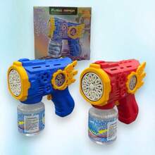 Automatic Bubble Blower Machine, Colorful, Kids Toy, Blue Red, 50ML - Bubblegum Pink+Battery+Refill - View 3