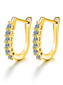 1 对 0.5 克拉单面 1 克拉总钻石设计 D 色莫桑石钻石耳环 S925 纯银耳钉高端大气女士婚礼耳环奢华珠宝礼品珠宝结婚周年礼物 - 單邊莫桑鑽耳環 - 查看 4