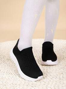 儿童低帮套脚休闲运动鞋 - 黑與白 - 查看 4